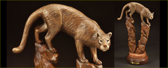Desktop Bronze Sculpture of Mountain Lion