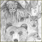 Big Game Animal Collage Wildlife Drawing For Sale