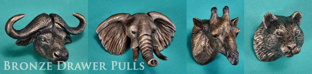 bronze animal drawer pulls with exotic animals