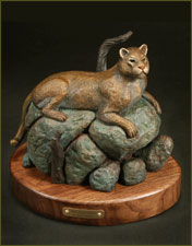 Desktop Bronze Sculpture of Mountain Lion